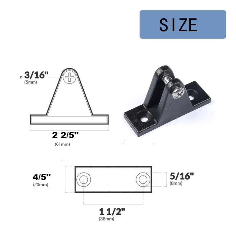 Thorn Boat Deck Hinge Nylon Flat Mount 90, Deck Boat Accessories Fitting Hardware Boat Jaw Slide, Cap Eye End, Bimini Top Hardware, W/Screws Pack of 4, Black - Image 4